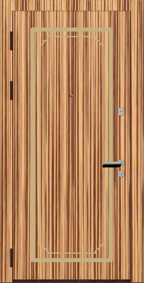 Стальная дверь с дверной накладкой МДФ Шпон D3 зебрано